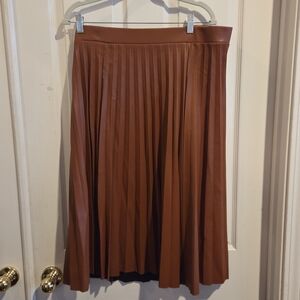 IMAN Pleated Faux Leather Skirt MIDI Length Long Size XL Contemporary Sexy * QVC